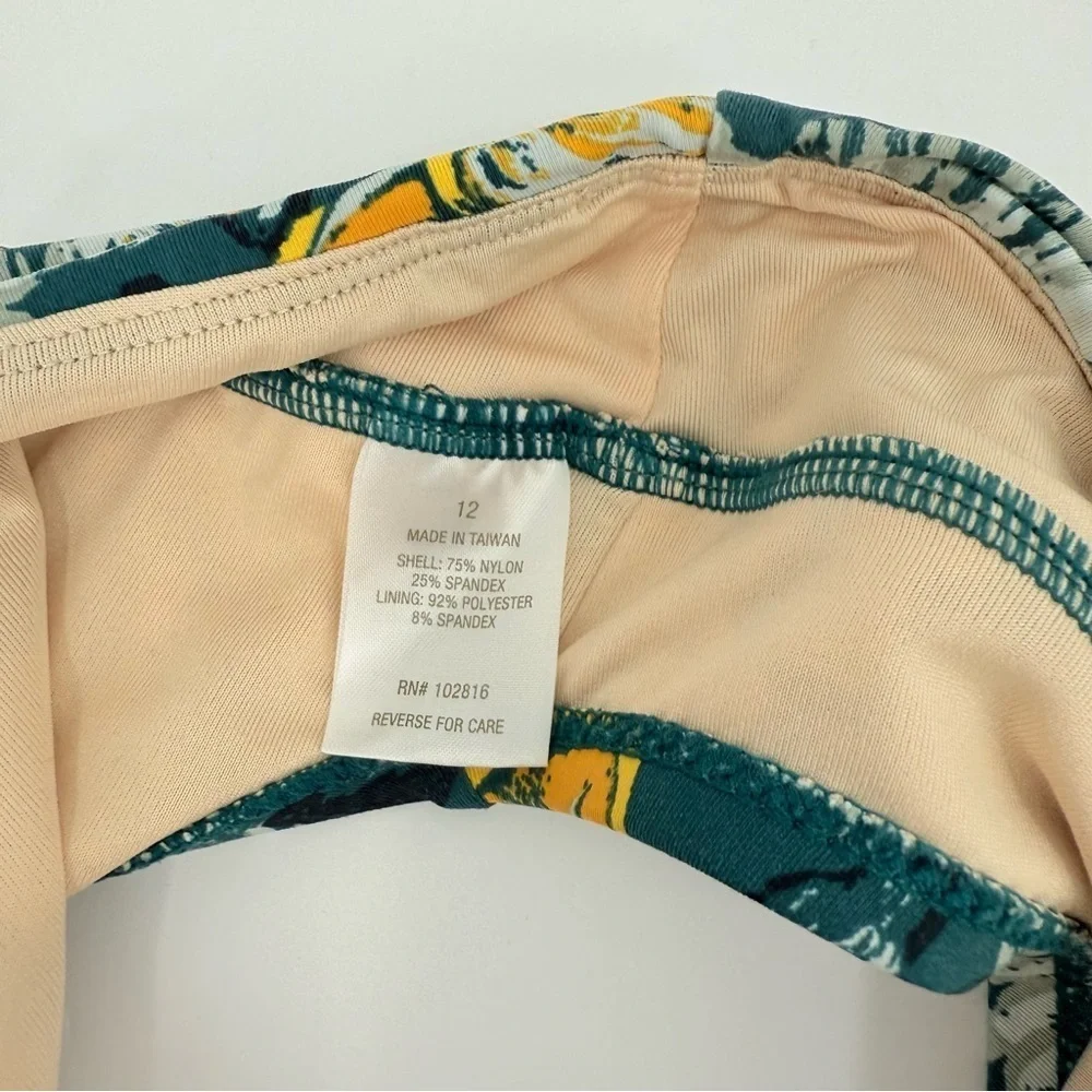Garnet Hill Swim Set Half Zip Rashguard and Swim Bottom Floral Tropical Print L